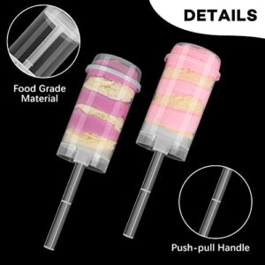 30 Hole Push Pop Cake Stand and 30 Packs Push up Cake Pop Shooter Plastic Pop Containers Cake Pop Holder with LED Lights for Halloween Wedding Candy Ice Cream Dessert Display (Square)