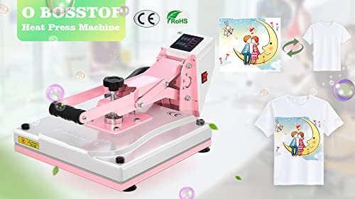 O BOSSTOP Upgrade Clamshell Heat Press 15x15,DIY Digital Industrial-Quality Sublimation Heat Press Machine for T- Shirt Printing,Rhinestone HTV Vinyl Heat Press for Home Use,Businessman(CE/ROHS,Pink)