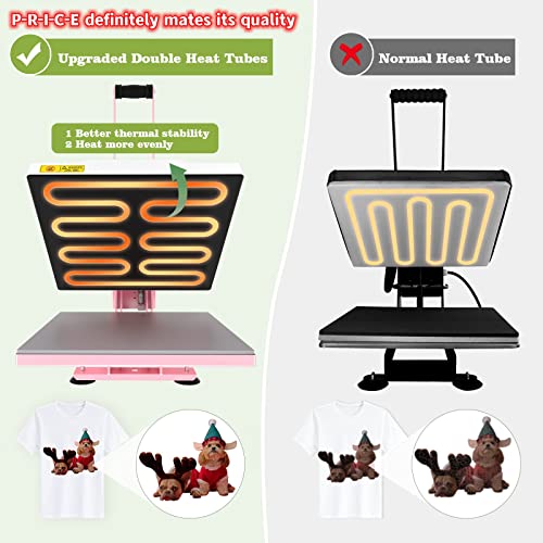 O BOSSTOP Upgrade Clamshell Heat Press 15x15,DIY Digital Industrial-Quality Sublimation Heat Press Machine for T- Shirt Printing,Rhinestone HTV Vinyl Heat Press for Home Use,Businessman(CE/ROHS,Pink)