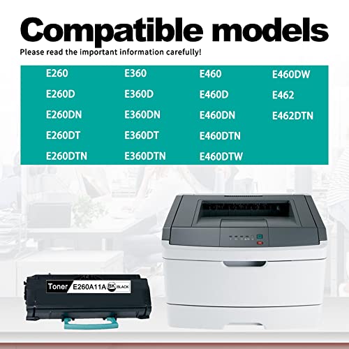 XENONK E260A11A Compatible Toner Cartridge Replacement for Lexmark E260 E260d E260dn E260dt E260dtn E360 E360d E360dn E360dt E360dtn E460 E460d E460dw E462dtn Printer Toner Cartridge (1 Pack, Black)