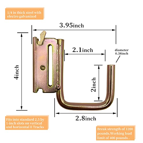 10 Pack E Track Square J Hook System, Heavy Duty J Hook Fitting W/Spring Fitting Attachments,Tie Down Anchor Points Pickup,Cargo Van,Enclosed Trailers,Semi-Trucks Trailer Hang Tools