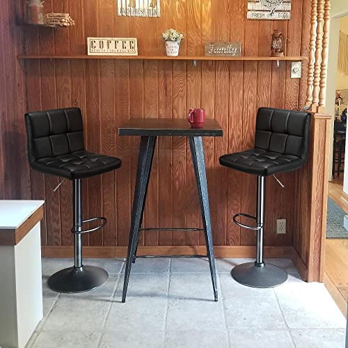 Yaheetech 3-Piece Bar Table Set, Round Bar Table and PU Leather Adjustable Swivel Armless Chairs, Modern Counter Height Table Set with 2 Bar Stool for Kitchen, Black