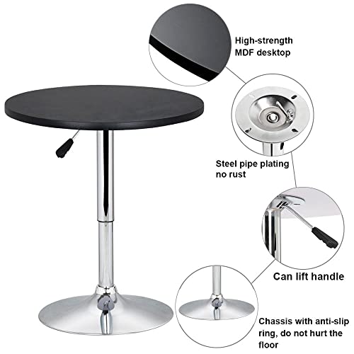 Yaheetech 3-Piece Bar Table Set, Round Bar Table and PU Leather Adjustable Swivel Armless Chairs, Modern Counter Height Table Set with 2 Bar Stool for Kitchen, Black