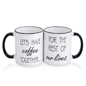 Mustry Couple Mugs Set for Him and Her, Ideal Engagement Gifts for Couples on Any Occasions Like Valentines Day Gifts, Anniversary and Wedding