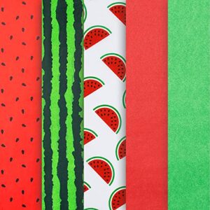 watermelon tissue papers bulk shredded paper for gift box, red green tissue paper stripes tissue paper assorted for tissue paper pom pom,100 sheets 14" x 20" wrapping tissue paper