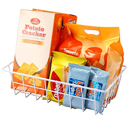Homics Freezer Organizer Bins Wire Baskets, Kitchen Pantry Cabinet Refrigerator Organizer Storage Bins for Fruit Vegetable Soda Cans, 2 Pack