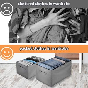 Vinonzi 2PCS Wardrobe Clothes Organizer, 7 Grids Foldable Closet Organizer Bins with Removable PP Board Mesh Storage Drawer Compartment for Clothes, Jeans, T-Shirts
