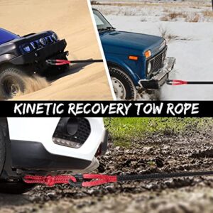 Kinetic Tow Rope Recovery Strap 20 ft x 7/8 in, 28600lbs Off-Road Kinetic Recovery Tow Rope for Truck Heavy Duty Elastic Snatch Ropes Towing Gear for Most Vehicles