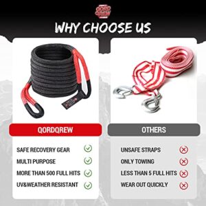 Kinetic Tow Rope Recovery Strap 20 ft x 7/8 in, 28600lbs Off-Road Kinetic Recovery Tow Rope for Truck Heavy Duty Elastic Snatch Ropes Towing Gear for Most Vehicles