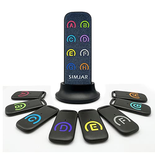 Key Finder with Thinner Receivers & Advanced Fabric Remote, SIMJAR 80dB+ RF Item Locator with 131ft Working Range, 1 RF Transmitter & 8 Receivers