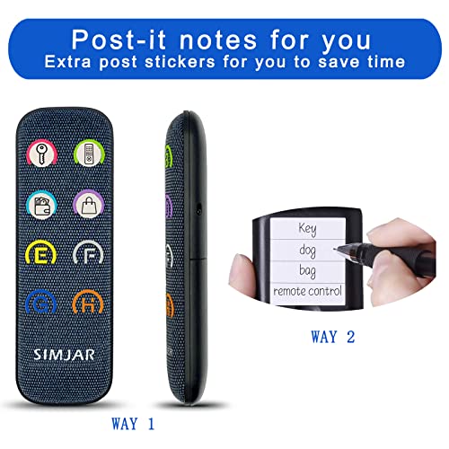Key Finder with Thinner Receivers & Advanced Fabric Remote, SIMJAR 80dB+ RF Item Locator with 131ft Working Range, 1 RF Transmitter & 8 Receivers