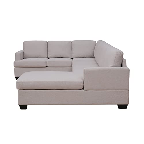 Merax Modern Large Upholstered U-Shape Sectional Sofa, Extra Wide Chaise Lounge Couch for Living Room, Beige