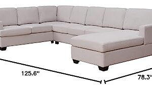 Merax Modern Large Upholstered U-Shape Sectional Sofa, Extra Wide Chaise Lounge Couch for Living Room, Beige