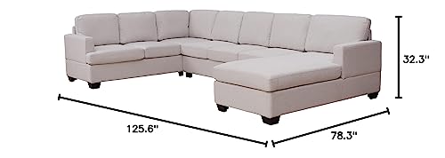 Merax Modern Large Upholstered U-Shape Sectional Sofa, Extra Wide Chaise Lounge Couch for Living Room, Beige