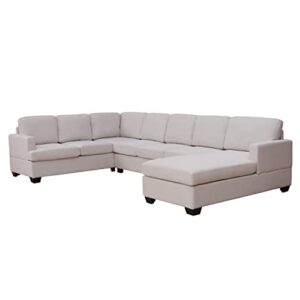 Merax Modern Large Upholstered U-Shape Sectional Sofa, Extra Wide Chaise Lounge Couch for Living Room, Beige