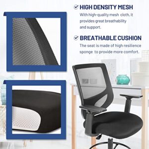 Tall Office Chair, Drafting Chair, High Adjustable Standing Desk Chair, Ergonomic Mesh Computer Task Table Chairs with Adjustable Armrests and Foot-Ring for Standing Desk and Bar Height Desk
