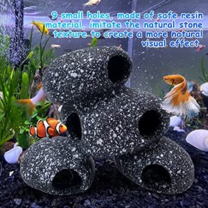 Hamiledyi Cichlid Rock Cave Betta Hideout Resin Aquarium Decoration Caves Small Fish Shelter Stone Hideaway Resin Fish Tank Accessories Ornaments for Crayfish Aquatic Breed Play Rest