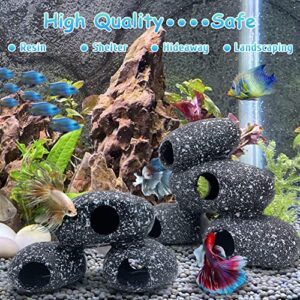 Hamiledyi Cichlid Rock Cave Betta Hideout Resin Aquarium Decoration Caves Small Fish Shelter Stone Hideaway Resin Fish Tank Accessories Ornaments for Crayfish Aquatic Breed Play Rest