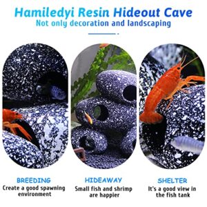 Hamiledyi Cichlid Rock Cave Betta Hideout Resin Aquarium Decoration Caves Small Fish Shelter Stone Hideaway Resin Fish Tank Accessories Ornaments for Crayfish Aquatic Breed Play Rest