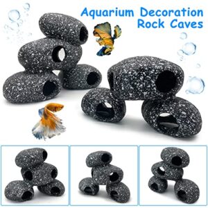 Hamiledyi Cichlid Rock Cave Betta Hideout Resin Aquarium Decoration Caves Small Fish Shelter Stone Hideaway Resin Fish Tank Accessories Ornaments for Crayfish Aquatic Breed Play Rest