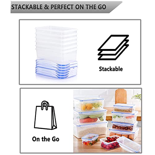Mengico 4.6 Cup Plastic Food Containers With Lids,10 Pack Food Storage Containers,Rectangle Food Containers,Meal Prep Kitchen Food Organization