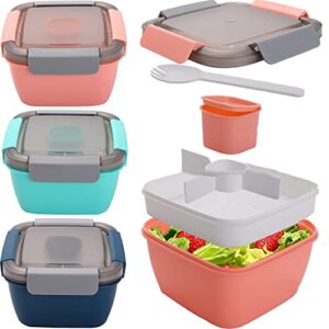 cezoyx 3 pack salad lunch container to go, 52 oz reusable salad bowl with 3 compartment, salad dressings container for salad toppings, fruit, lunch
