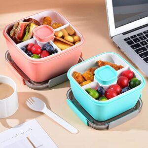 Cezoyx 3 Pack Salad Lunch Container To Go, 52 Oz Reusable Salad Bowl with 3 Compartment, Salad Dressings Container for Salad Toppings, Fruit, Lunch