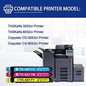 3PK (1C+1M+1Y, 20,500 Pages) TK-8517 TK8517 1T02NDCUS0 1T02NDBUS0 1T02NDAUS0 Compatible High-Yield Toner Cartridge Replacement for Kyocera Copystar CS-6052ci TASKalfa 5052ci 6052ci Printer BERYINK