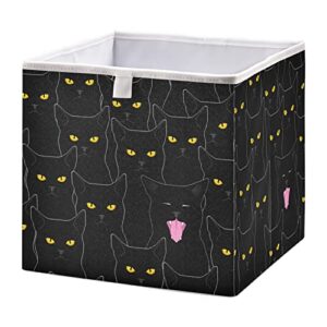 black cats storage baskets for shelves foldable collapsible storage box bins with waterproof fabric closet organizers for pantry organizing shelf nursery home closet,11 x 11inch