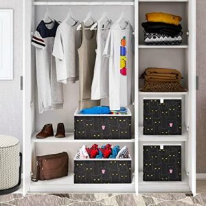 Black Cats Storage Baskets for Shelves Foldable Collapsible Storage Box Bins with Waterproof Fabric Closet Organizers for Pantry Organizing Shelf Nursery Home Closet,11 x 11inch