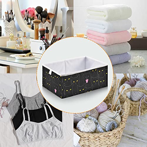 Black Cats Storage Baskets for Shelves Foldable Collapsible Storage Box Bins with Waterproof Fabric Closet Organizers for Pantry Organizing Shelf Nursery Home Closet,11 x 11inch