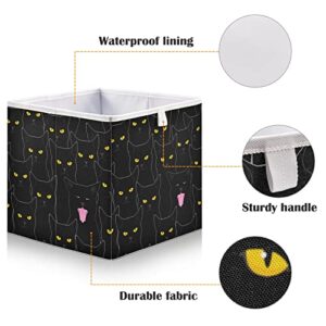 Black Cats Storage Baskets for Shelves Foldable Collapsible Storage Box Bins with Waterproof Fabric Closet Organizers for Pantry Organizing Shelf Nursery Home Closet,11 x 11inch