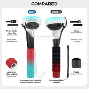 Vakdon 2-in-1 Beat Saber Handles Compatible with Oculus/Meta Quest 2 Controller Accessories for Playing Beat Saber Supernatural Games, Handle Extension Long Stick to Enhance VR Gaming Experience