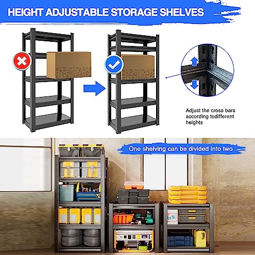 SFTORMAS 5-Tier Garage Shelving,Heavy Duty Storage Shelves,Adjustable Metal Shelving Unit,Heavy Duty Garage Storage Shelving,Storage Metal Shelving,15.75" D X 31.5" W X 63" H,Black