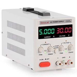stonylab digital dc power supply, 30v/5a adjustable single output switch mode regulated dc power supply for bench test laboratory research