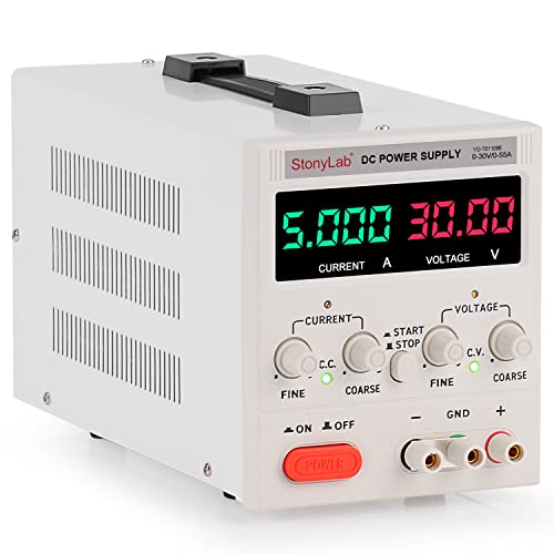 stonylab Digital DC Power Supply, 30V/5A Adjustable Single Output Switch Mode Regulated DC Power Supply for Bench Test Laboratory Research