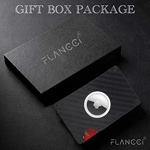 FLANCCI Airtag Wallet for Men, Minimalist Carbon Fiber Metal Front Pocket Wallet with Money Clip, RFID Blocking Slim Cash Card Wallet, Apple AirTag Holder, with GIFT BOX [Airtag is NOT included]