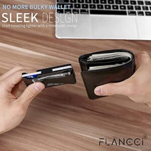 FLANCCI Airtag Wallet for Men, Minimalist Carbon Fiber Metal Front Pocket Wallet with Money Clip, RFID Blocking Slim Cash Card Wallet, Apple AirTag Holder, with GIFT BOX [Airtag is NOT included]