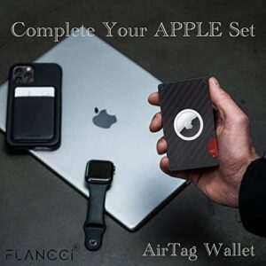 FLANCCI Airtag Wallet for Men, Minimalist Carbon Fiber Metal Front Pocket Wallet with Money Clip, RFID Blocking Slim Cash Card Wallet, Apple AirTag Holder, with GIFT BOX [Airtag is NOT included]