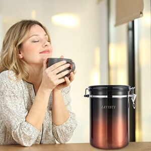 LRYYBTI 38oz Extra Large Coffee Canister, Airtight Stainless Steel Coffee Bean Storage Container with Scoop and Date Tracker, CO2 Release Valves Included, Copper