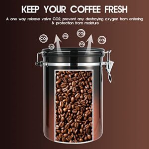 LRYYBTI 38oz Extra Large Coffee Canister, Airtight Stainless Steel Coffee Bean Storage Container with Scoop and Date Tracker, CO2 Release Valves Included, Copper