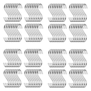 RHBLME S Hooks for Hanging, 100-Pack S Shaped Hooks for Hanging Plants, 2.4 Inch Stainless Steel S Hooks Heavy Duty, Durable S Shaped Hooks for Kitchen,Pots, Pans, Plants, Bags, Cups, Clothes