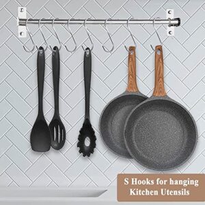 RHBLME S Hooks for Hanging, 100-Pack S Shaped Hooks for Hanging Plants, 2.4 Inch Stainless Steel S Hooks Heavy Duty, Durable S Shaped Hooks for Kitchen,Pots, Pans, Plants, Bags, Cups, Clothes