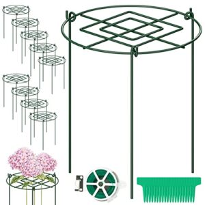 cke 10 pack 4mm 18 inches peony cages plant support plant stakes grow through grid plant supports grow through hoops, metal peony support ring plant brace flower support ring for heavy blossom 12"x18"