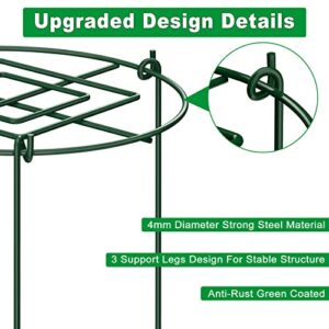 CKE 10 Pack 4mm 18 Inches Peony Cages Plant Support Plant Stakes Grow Through Grid Plant Supports Grow Through Hoops, Metal Peony Support Ring Plant Brace Flower Support Ring for Heavy Blossom 12"x18"