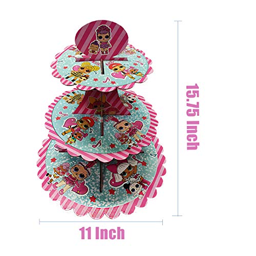 3 Tier Surprise Cardboard Cupcake Stand Dessert Cupcake Holder for Kids Birthday Party, Baby Shower, Gender Reveal Party, Surprise Themed Party