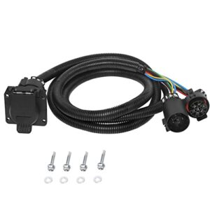 MECMO Truck Bed 7-Pin Trailer Wiring Harness Extension 7ft for Chevy Silverado, for Ford F150 F250 F350, GMC Sierra, GM, Ram 1500 2500 3500, Nissan Titan, Toyota Tundra, 5th Wheel or Gooseneck Trailer