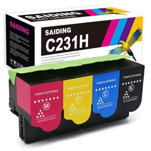 saiding remanufactured toner cartridge replacement for c231h c231hk0 c231hc0 c231hm0 c231hy0 for c2325 c2425 c2535 mc2325 mc2425 mc2535 mc2640 printer (4 pack)