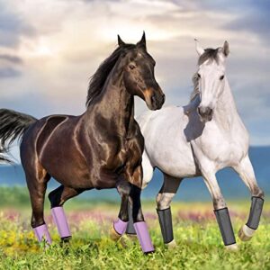 Set of 8 Mesh Fly Boots for Horse Loose Breathable Mesh Horse Boots Protective Horse Leg Wraps Horse Leggings for Preventing Flies and Mosquitoes Bites (Dark Gray, Light Purple)