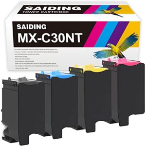 saiding comptible toner cartridge replacement for mx-c30nt-b mx-c30nt-c mx-c30nt-m mx-c30nt-y for sharp mx-c30nt mx-c301w mx-c250f c300p c300w c301w c303w c304w c305w c306w printer (4 pack)